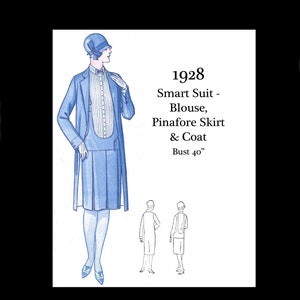 1920s 20s Vintage Sewing Pattern Bust 40 Art Deco Flapper Smart Suit Pinafore Skirt Blouse Coat E Pattern Reproduction PDF INSTANT DOWNLOAD