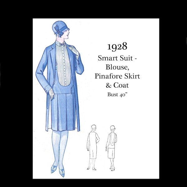 1920s 20s Vintage Sewing Pattern Bust 40 Art Deco Flapper Smart Suit Pinafore Skirt Blouse Coat E Pattern Reproduction PDF INSTANT DOWNLOAD