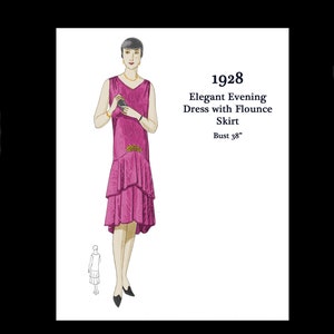 1920s 20s 1928 Art Deco Great Gatsby Flapper Party Silk Dress Vintage Sewing Pattern Bust 38 E Pattern Reproduction PDF INSTANT DOWNLOAD image 1