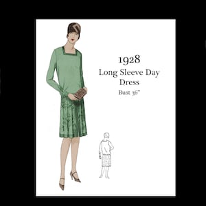 1920s 20s Vintage Sewing Pattern Bust 36 Art Deco Great Gatsby Flapper Day Dress E Pattern Reproduction PDF INSTANT DOWNLOAD
