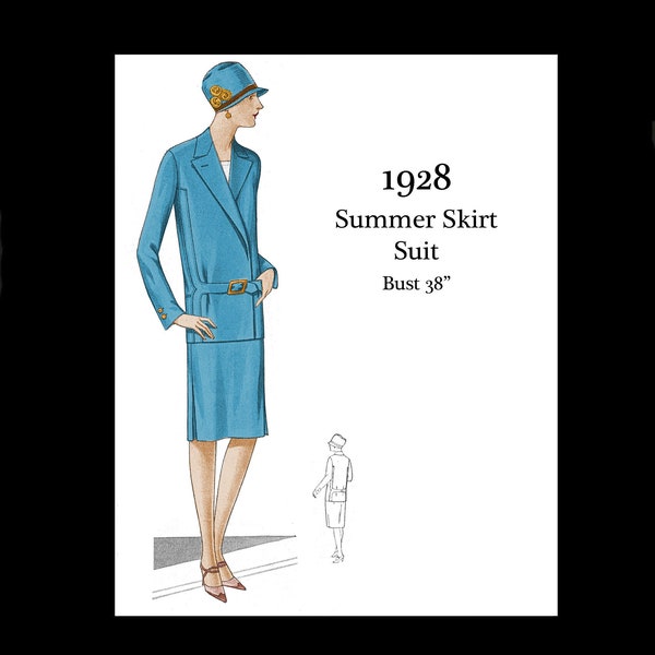 1920s 20s Vintage Sewing Pattern Bust 38 Art Deco Great Gatsby Flapper Sporty Summer Suit Jacket E Pattern Reproduction PDF INSTANT DOWNLOAD