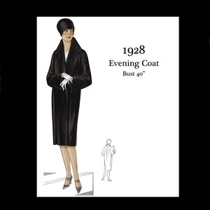 1920s 20s Vintage Sewing Pattern Bust 40 Art Deco Flapper Elegant Opera Evening Coat E Pattern Reproduction PDF INSTANT DOWNLOAD