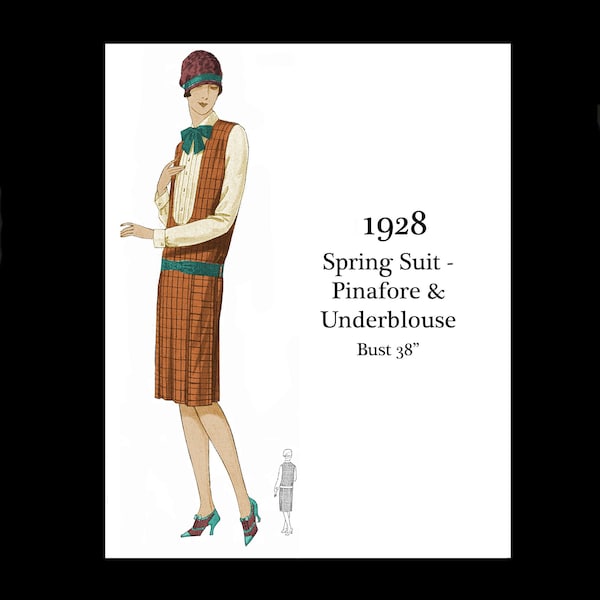 1920s 20s Vintage Sewing Pattern Bust 30 Art Deco Flapper Smart Suit Pinafore Skirt Blouse E Pattern Reproduction PDF INSTANT DOWNLOAD