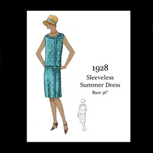 1920s 20s Vintage Sewing Pattern Bust 36 Art Deco Great Gatsby Flapper Sleeveless Day Dress E Pattern Reproduction PDF INSTANT DOWNLOAD