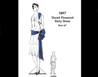 1920s 20s 1927 Art Deco Great Gatsby Flapper Party Silk Dress Vintage Sewing Pattern Bust 36 E Pattern Reproduction PDF INSTANT DOWNLOAD