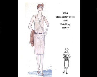 1920s 20s Art Deco Day Great Gatsby Afternoon Elegant Silk Dress Vintage Sewing Pattern Bust 40 E Pattern Reproduction PDF INSTANT DOWNLOAD