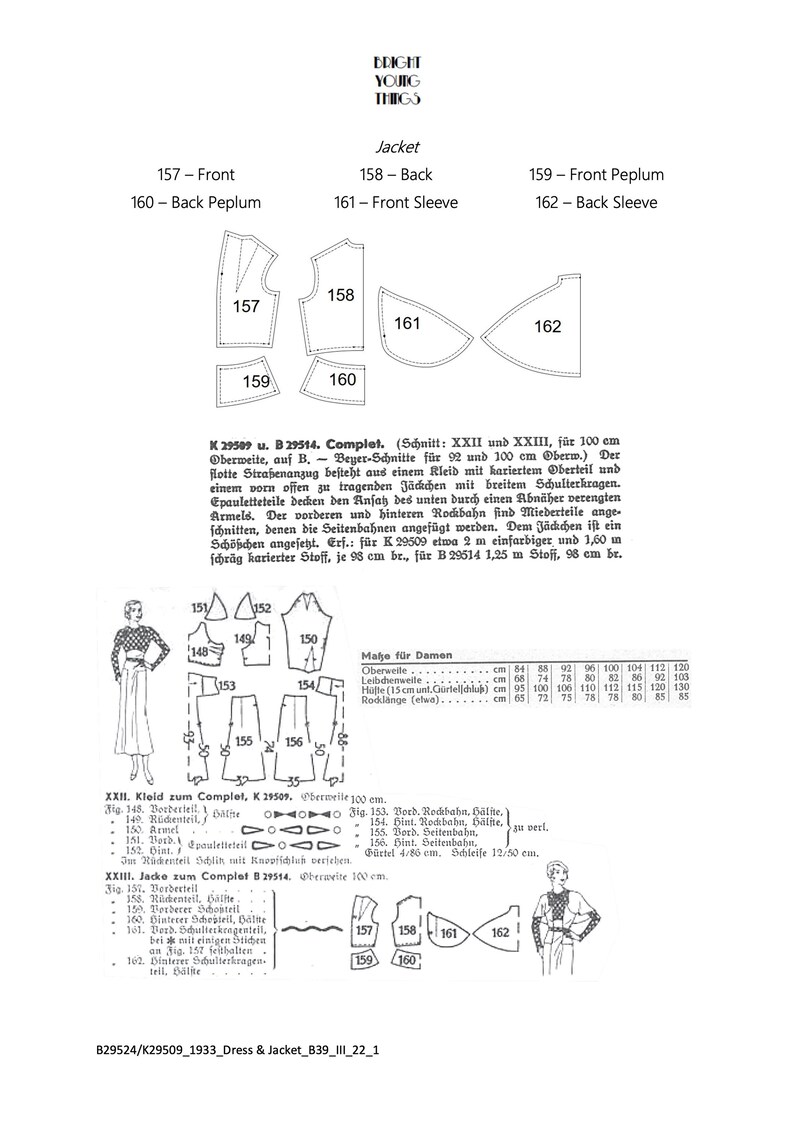 1930s Vintage Sewing Pattern Dress & Cape Style Jacket Suit - Bust 39 ...