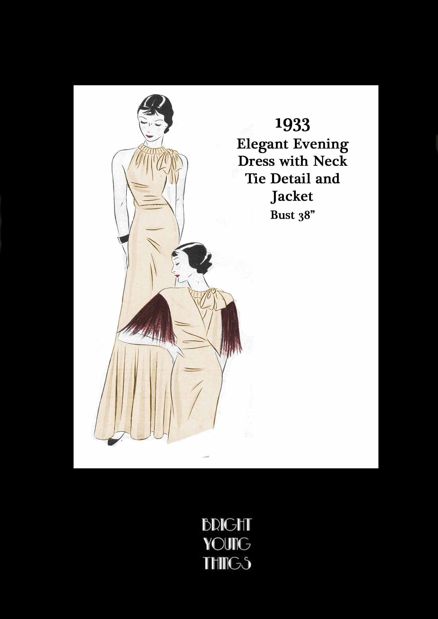 1933 evening dress RH1303 — 1930s Evening Gown sewing pattern main image 1