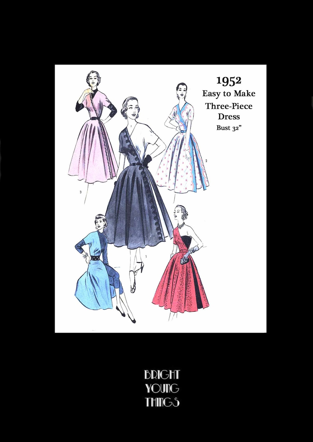 1950s 50s Reproduction Vintage Sewing Pattern Misses Easy to Make Full ...