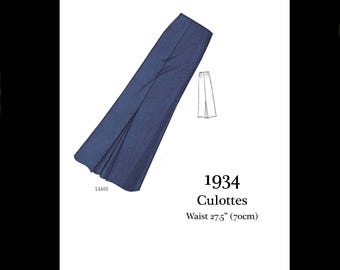 Vintage naaipatroon jaren 1930 fietsrok broekrok 28 taille (pdf DOWNLOAD)