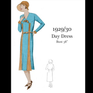 1920s 20s Vintage Sewing Pattern Art Deco Flapper Smart Fashionable Elegant Smart Dress Bust 38 E Pattern Reproduction PDF INSTANT DOWNLOAD