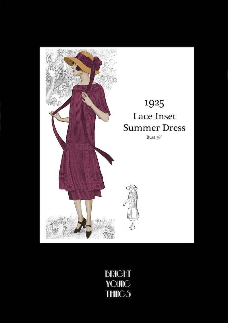 1920s Patterns – Vintage, Reproduction Sewing Patterns     1920s 20s Art Deco Flapper Great Gatsby Cotton Voile Sun Summer Lace Dress Reproduction Vintage Sewing Pattern Bust 40 PDF INSTANT DOWNLOAD  AT vintagedancer.com