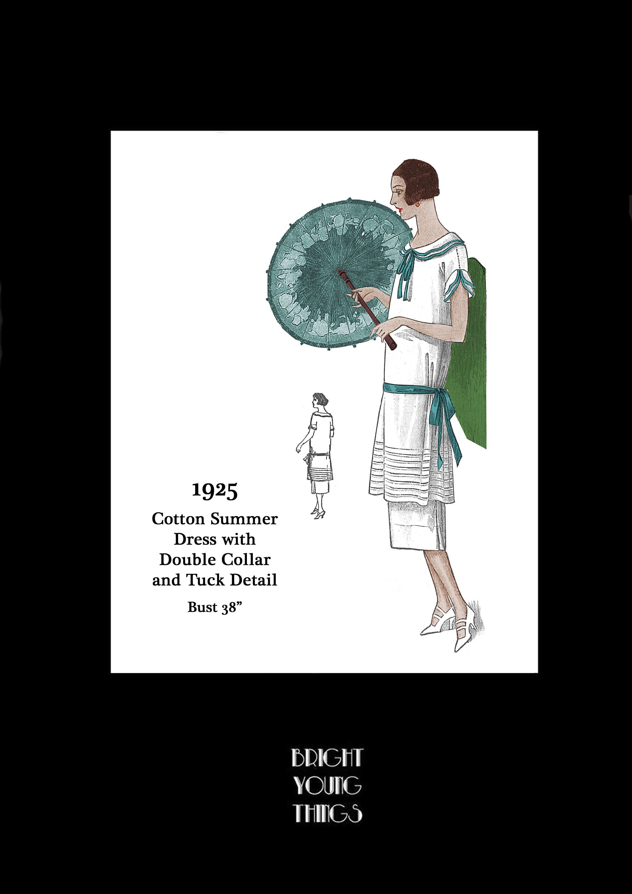 Jaren 1920 20s Art Deco Flapper Great Gatsby katoenen voile zon zomer kanten jurk reproductie vintage naaipatroon buste 38 PDF INSTANT DOWNLOAD