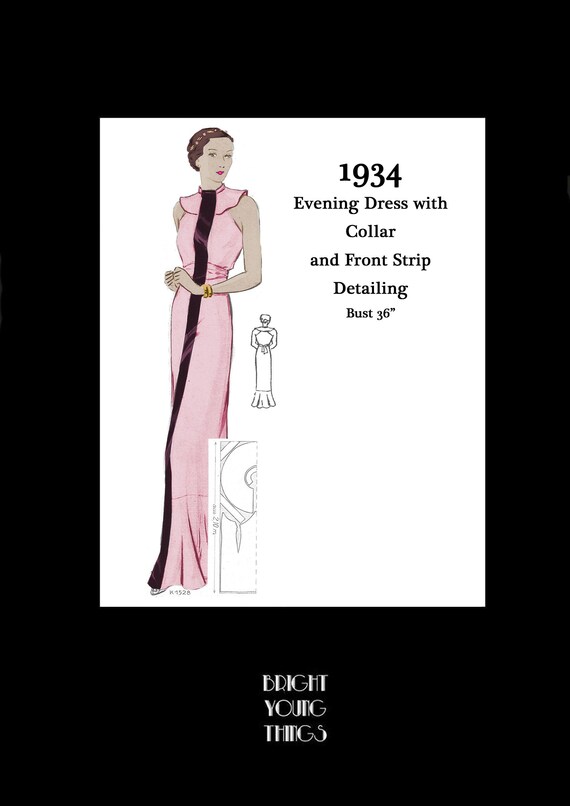 1930s 30s Art Deco Elegant Hollywood Glamour Floor Length Evening Dress  Reproduction Vintage Sewing Pattern Bust 36 PDF INSTANT DOWNLOAD - Etsy