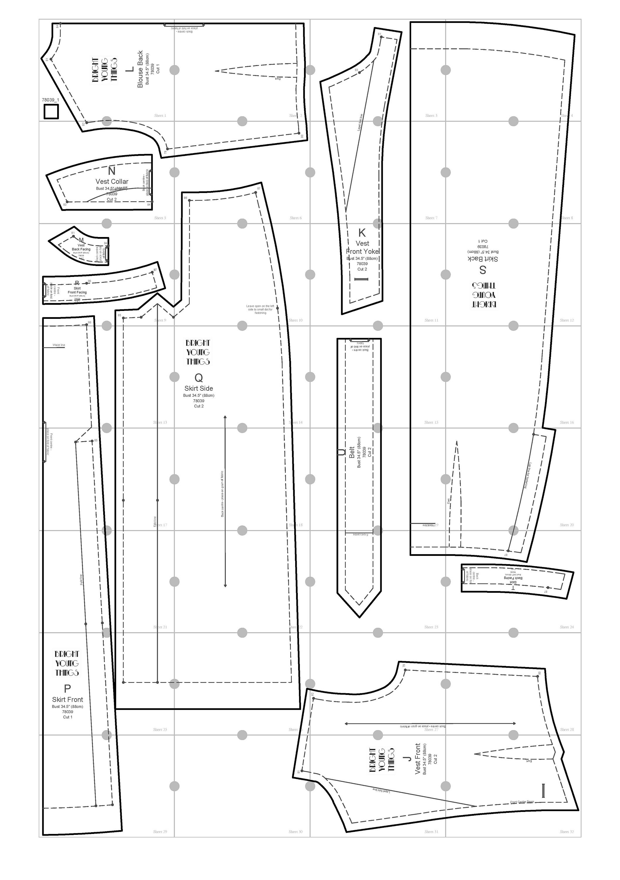 1930s 30s Vintage Sewing Pattern Art Deco Day Wardrobe Sleeveless Vest ...