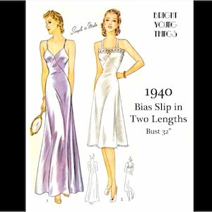 1940s Vintage Sewing Pattern Bias Cut Slip Underskirt - Bust 32 (PDF Instant Download)