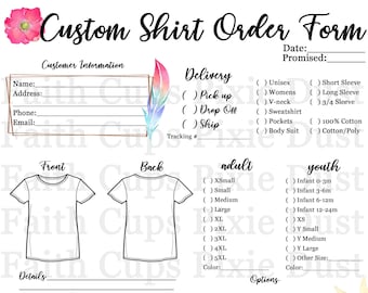 Updated T Shirt Order Form Svg Png Jpg Etsy