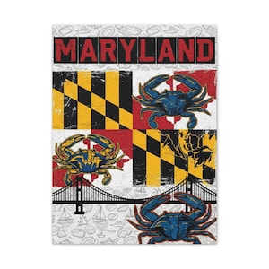 Maryland Pride Canvas Art, Colorful Wall Decor, State Flag Artwork, Home Gallery Accent, Gift for Marylanders