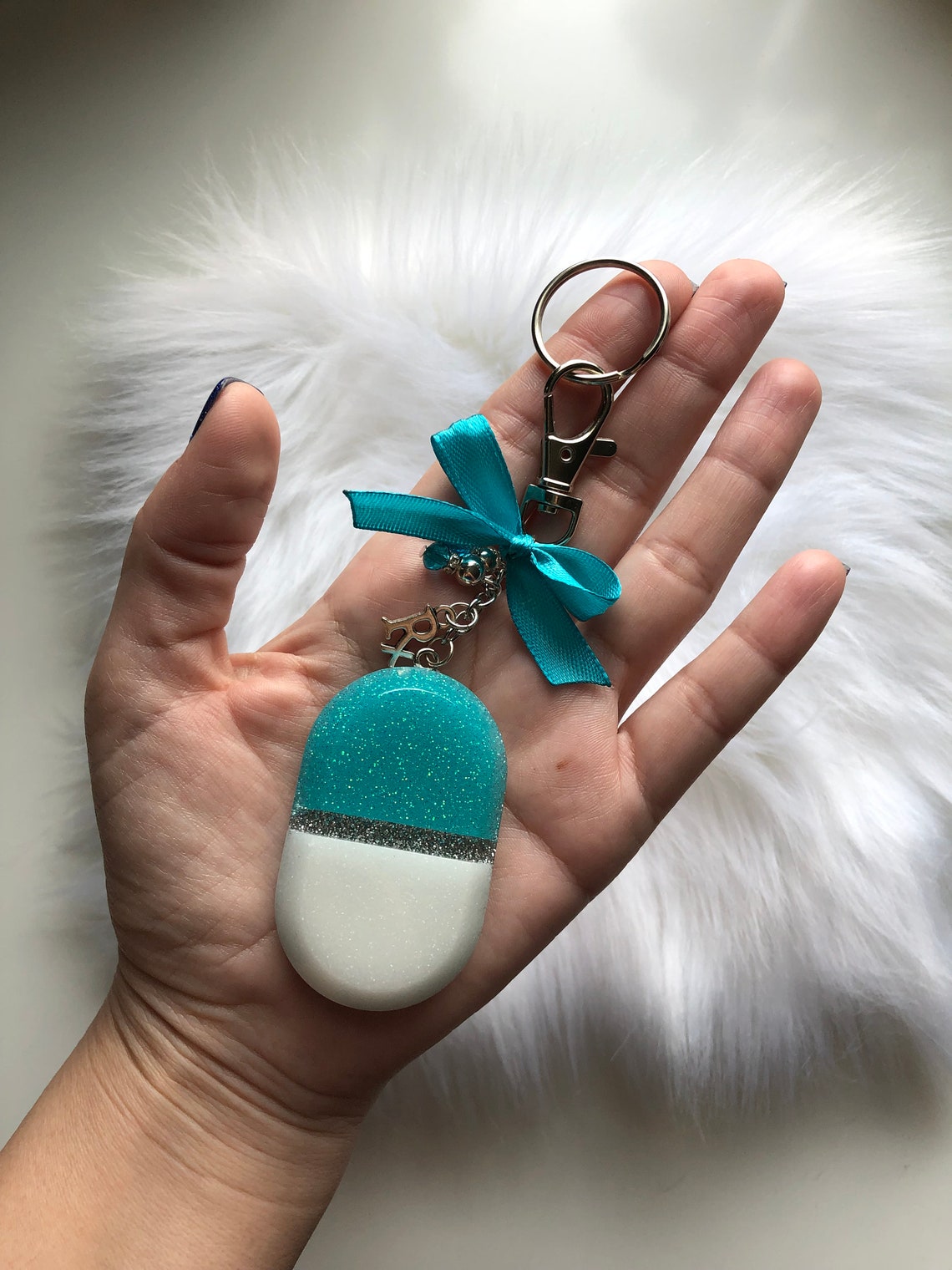 Capsule Keychain Lt Blue, Perfect for Medical Profession Pharmacist
