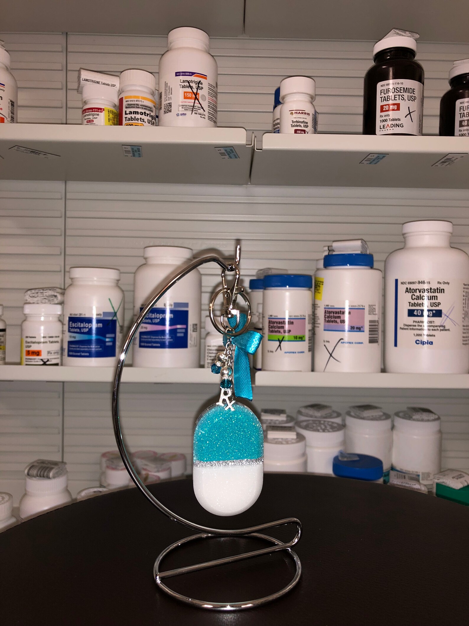 Capsule Keychain Lt Blue, Perfect for Medical Profession Pharmacist