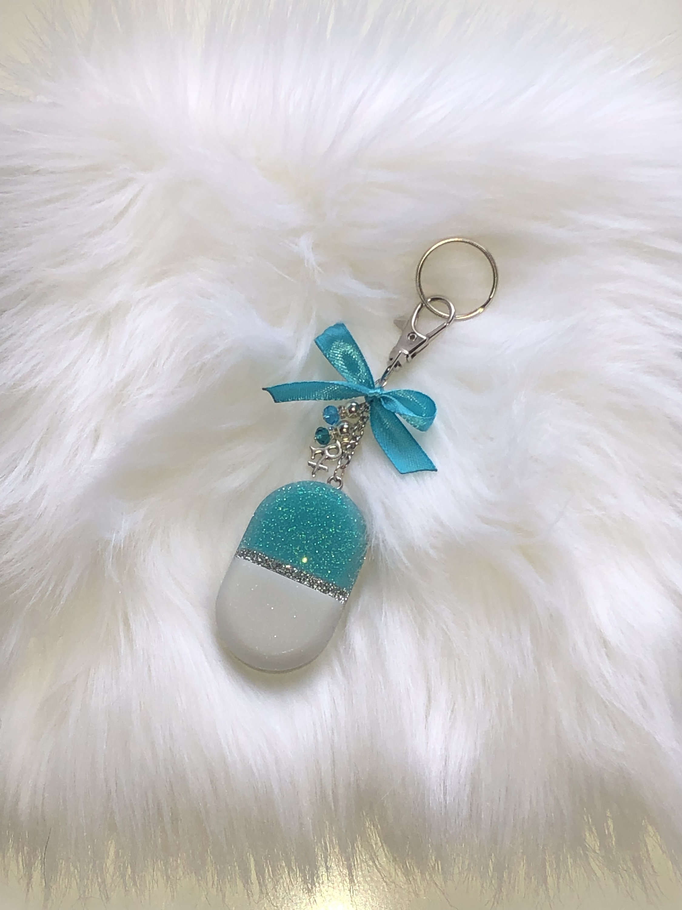 Capsule Keychain Lt Blue, Perfect for Medical Profession Pharmacist