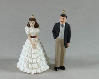 Vintage 1996 Hallmark Scarlett and Rhett Miniature Ornaments Gone with the Wind