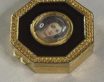 Vintage Ultima II Solid Perfume Compact: Gold Tone, Portrait Miniature