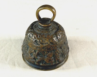Vintage Bronze Figural Bell, Medieval Style Relief featuring Four Evangelists