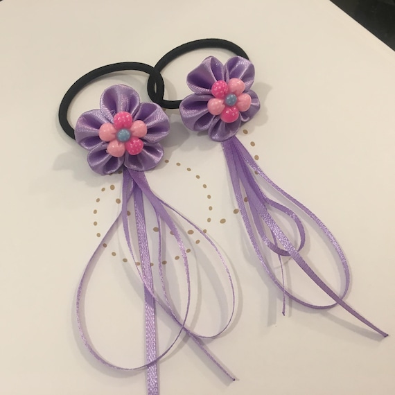 Handmade Flower Hair Tie Elastic Hair Tie With Flower Resin Etsy