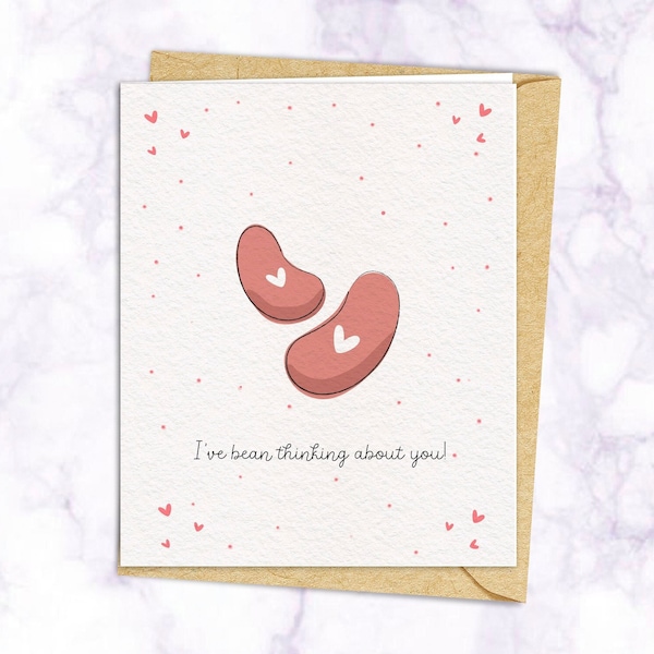 I've BEAN thinking about you Valentines Day Card | funny valentines day card for girlfriend boyfriend | Be My Valentine | cute and silly