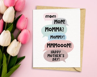Tarjeta de felicitación divertida y linda para el Día de la Madre 2023 / Feliz Día de la Madre / desde niño pequeño o niño