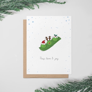 Carte de vœux drôle de petits pois, d'amour et de joie pour petit ami ou petite amie | Ami drôle de carte | 2025 nouvel an | Joyeux jeu de mots carte de Noël