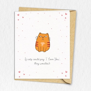 If cats could say I Love You Valentines Day Card | cat lover owner | girlfriend boyfriend | ginger tabby grey white black | funny cat meme