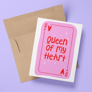 Carte de Saint Valentin Reine de mon coeur - Fun Saint Valentin petite amie petit ami Queer Galentines Lesbienne Gay Reine de coeur carte à jouer