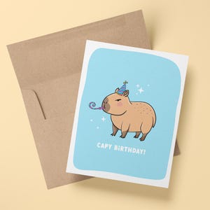 Carte Capybara drôle d'anniversaire de Capy | Noyau Capybara | Jolie carte d'anniversaire animal pour ami, fille, fils, adolescent, adolescent, enfant