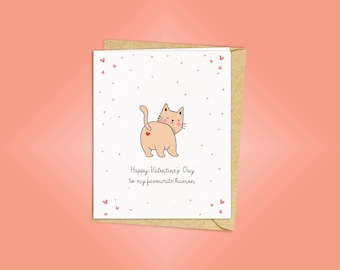 Tarjeta de San Valentín con un gato gracioso / Humano favorito del gato