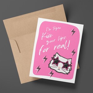 Carte de Saint-Valentin rose drôle de chat de Bruno Mars | Rencontrez-moi à l'APT | Carte musicale pour adolescent | Blackpink K-Pop Star Rose petit ami petite amie