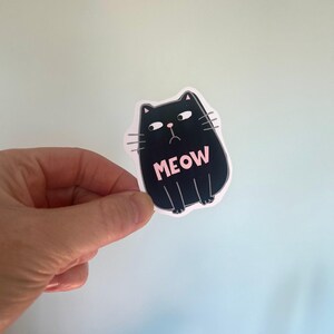 vinyle autocollant chat grincheux | Sticker drôle de chat bizarre, bouteille d'eau pour ordinateur portable