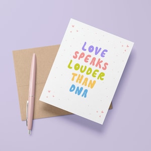 L'amour parle plus fort que l'ADN | Carte de voeux pour belle-mère, beau-père, tuteur, parent adoptif | Fête des Mères | Fête des pères | Adoption Adoption