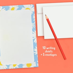 Daisy Letter Writing Papelería Set - regalo perfecto mamá, abuela, hija nana niña escribiendo sobres de papel escritos a mano navidad