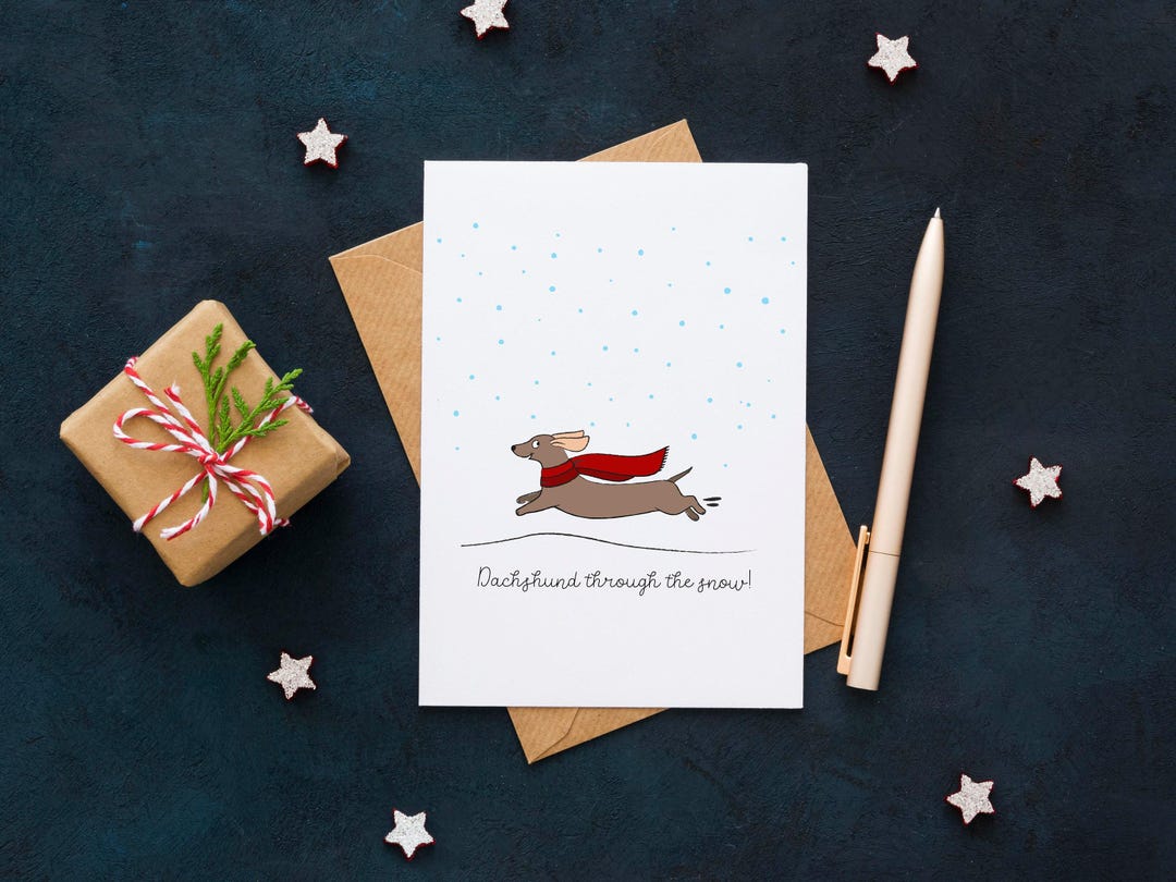 Dachshund Christmas Card | Funny Weiner Dog Holiday Greeting - Etsy