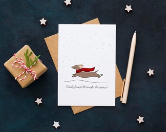 Dachshund Christmas Card | Funny Weiner Dog Holiday Greeting
