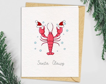 Funny Lobster Christmas Card | Santa Claws Holiday Greeting for Maritimers of Atlantic Canada