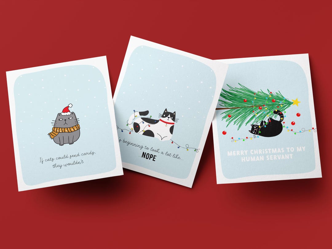 Grumpy Cats Christmas Cards, Funny Holiday Greeting Card Pack, Bundle ...