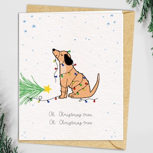 Funny Dog | Cute Pet Holiday Greeting Cards | Animal Lover Dog Mom Dad Christmas Tree | Adorable doggy card | Cute Dog cards
