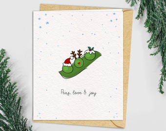 Peas, Love and Joy funny holiday card for boyfriend or girlfriend | Funny card friend | 2023 new year | merry christmas card