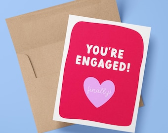 Finally Engaged Card | Engagement Card | Congratulations Engagement Party Card | Congrats | Fiance Card | Cute Funny Card