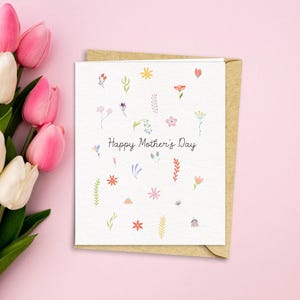 Carte de voeux florale pour la fête des mères | Bonne fête des mères | sentimental | souvenir | de kid enfant | cadeau d'une fille ou d'un fils
