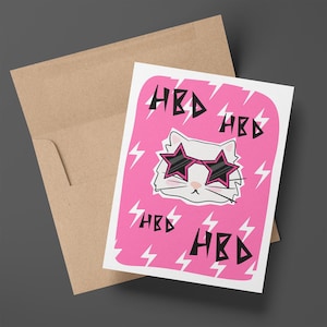 Carte d'anniversaire drôle de chat rose de Bruno Mars | Rencontrez-moi à l'APT | DHB | Carte de musique pour adolescents | Blackpink K-Pop Rose APATEU