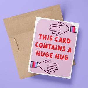 Cette carte contient un ÉNORME câlin | envoyer un câlin carte de voeux | Bonjour carte | juste parce que | Jolie carte en pensant à vous